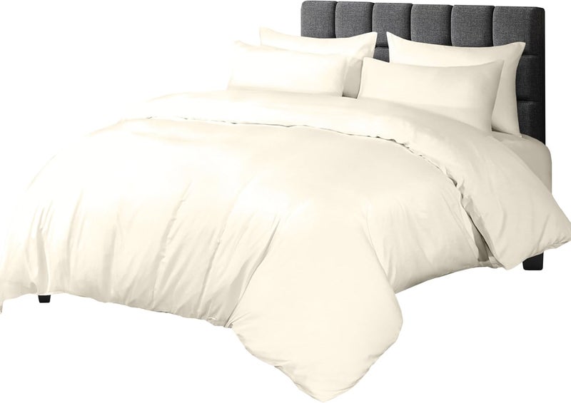 Siesta Zen مجموعة أغطية لحاف سييستا زين بريميوم 100% قطن مصري - مزدوج 210x210 سم مع 2 غطاء وسادة - كريمي - Image 3